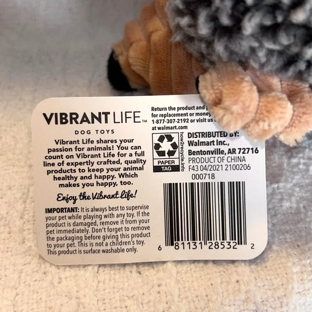 New with tags Cozy Buddy dog toy hedgehog
